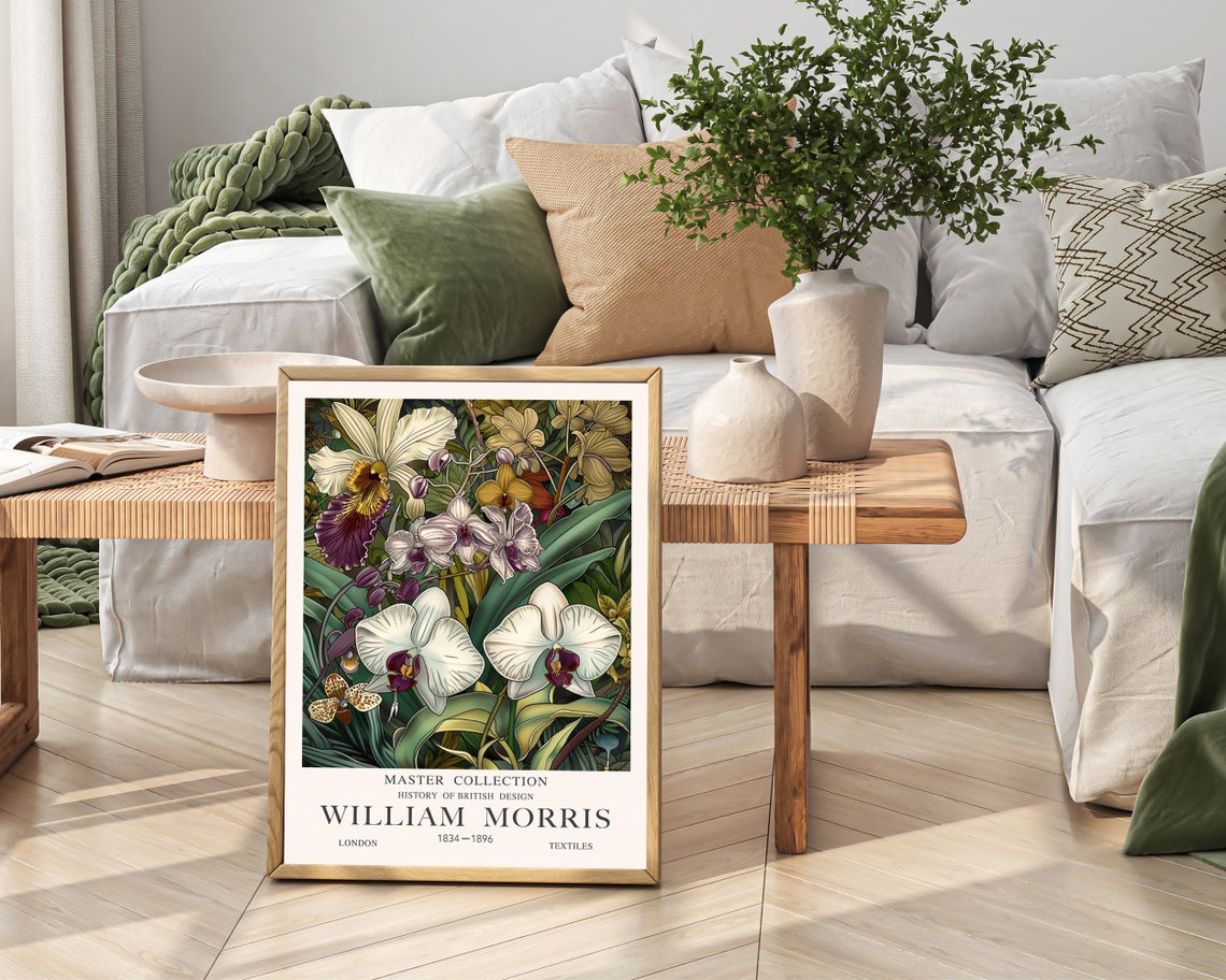 William Morris White Orchids With Purple Throats Elegant Poster - Image 2