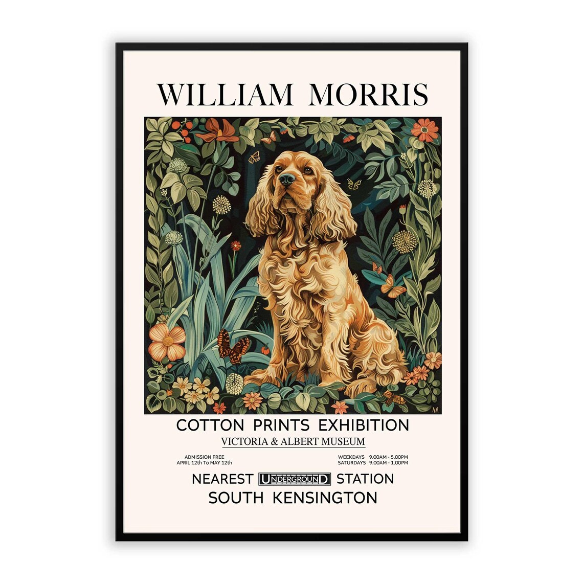 Cocker Spaniel, Vintage William Morris Art Print - Image 2