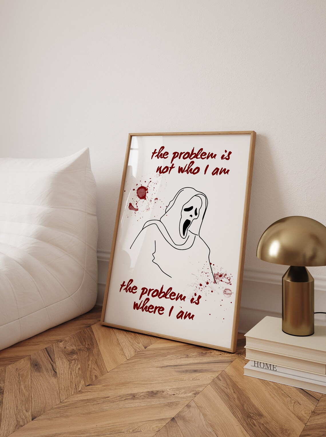 Ghostface Screaming Mask Minimalist Line Art Halloween Poster - Image 2