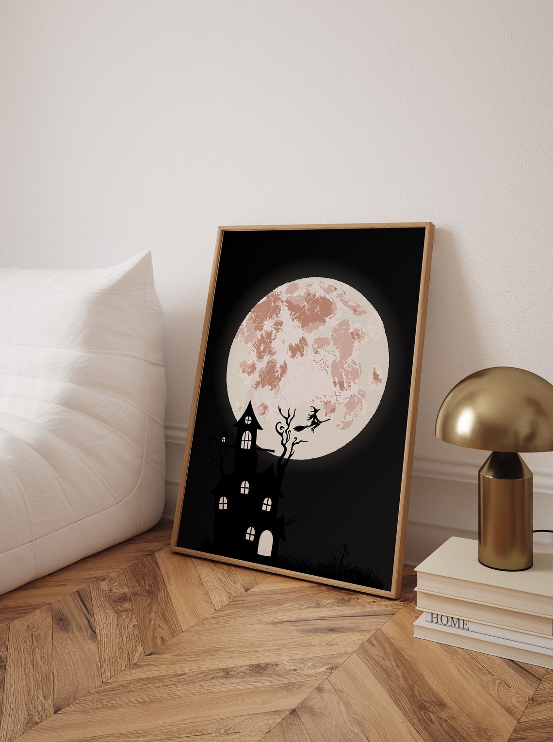 Full Moon Haunted House Witch Silhouette Spooky Night Poster - Image 2