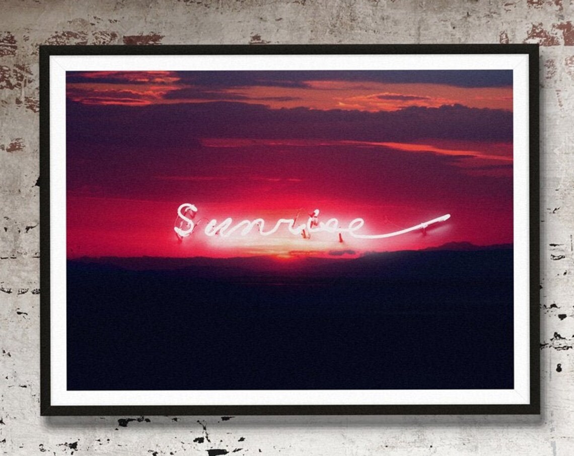 Sunrise Neon Landscape Print, Sunset Art Photography