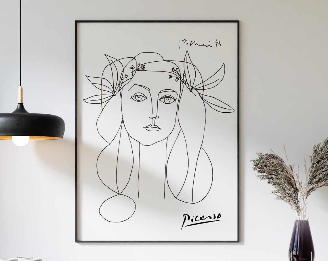 Picasso-Inspired Minimalist War And Peace Line Art - Image 3