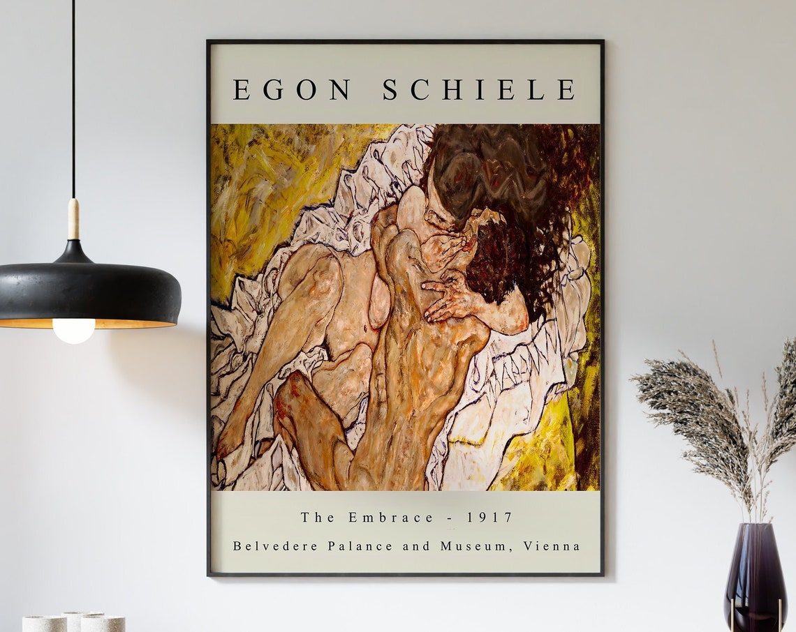 Egon Schiele The Embrace 1917 Expressionist Museum Art Poster - Image 2