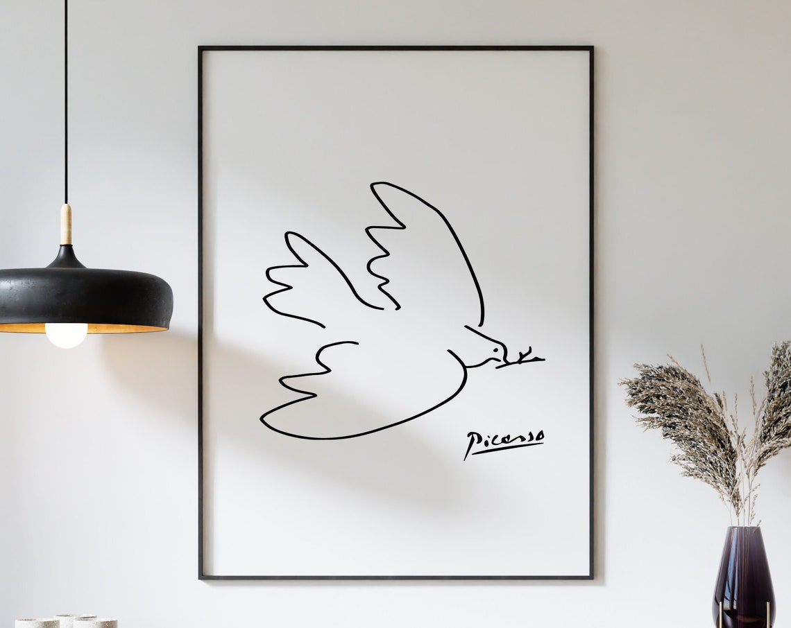 Pablo Picasso Peace Dove Minimalist Bird Line Drawing Poster - Image 3