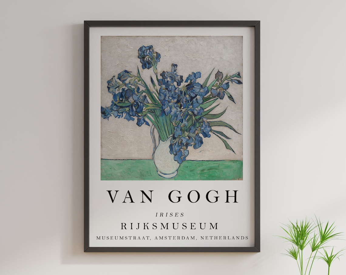 Van Gogh Irises Exhibition Poster, Vintage Floral Art Print - Image 2