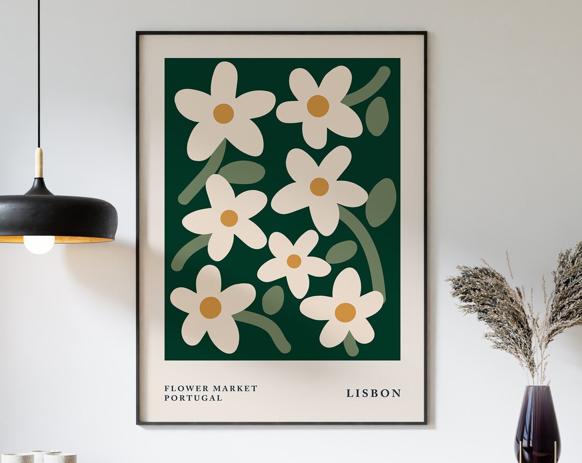 Flower Market Lisbon Portugal Daisy Floral Travel Chic Poster - Image 3