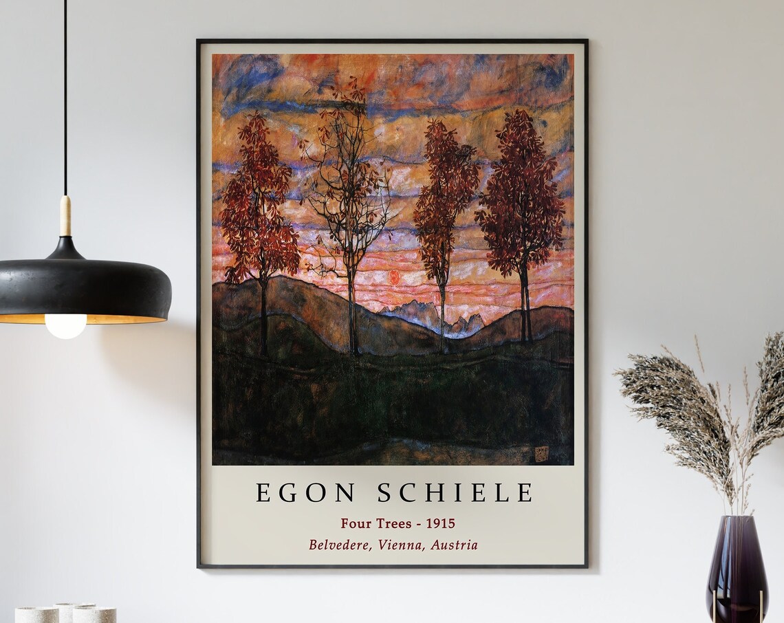 Egon Schiele Four Trees Nature Art Print - Image 3