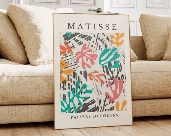 Matisse Papiers Decoupes Gray Coral Teal Graphic Modern Poster