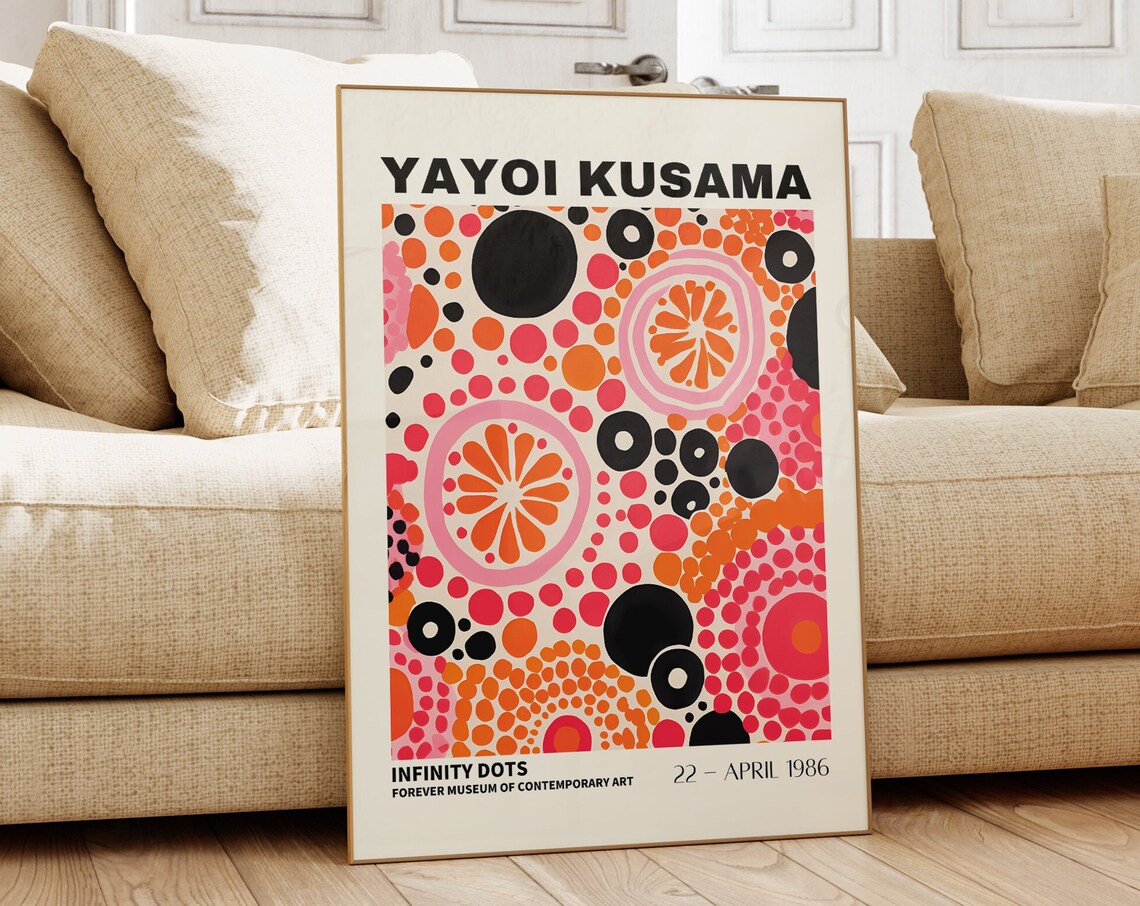 Yayoi Kusama Abstract Poster, Japanese Wall Art