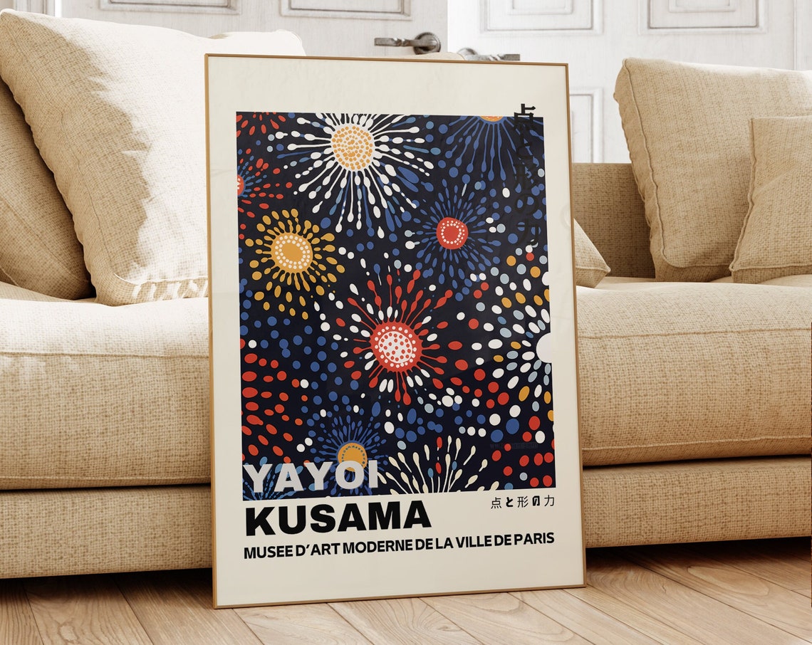 Yayoi Kusama Firework Dots Navy Night Celebration Art Poster