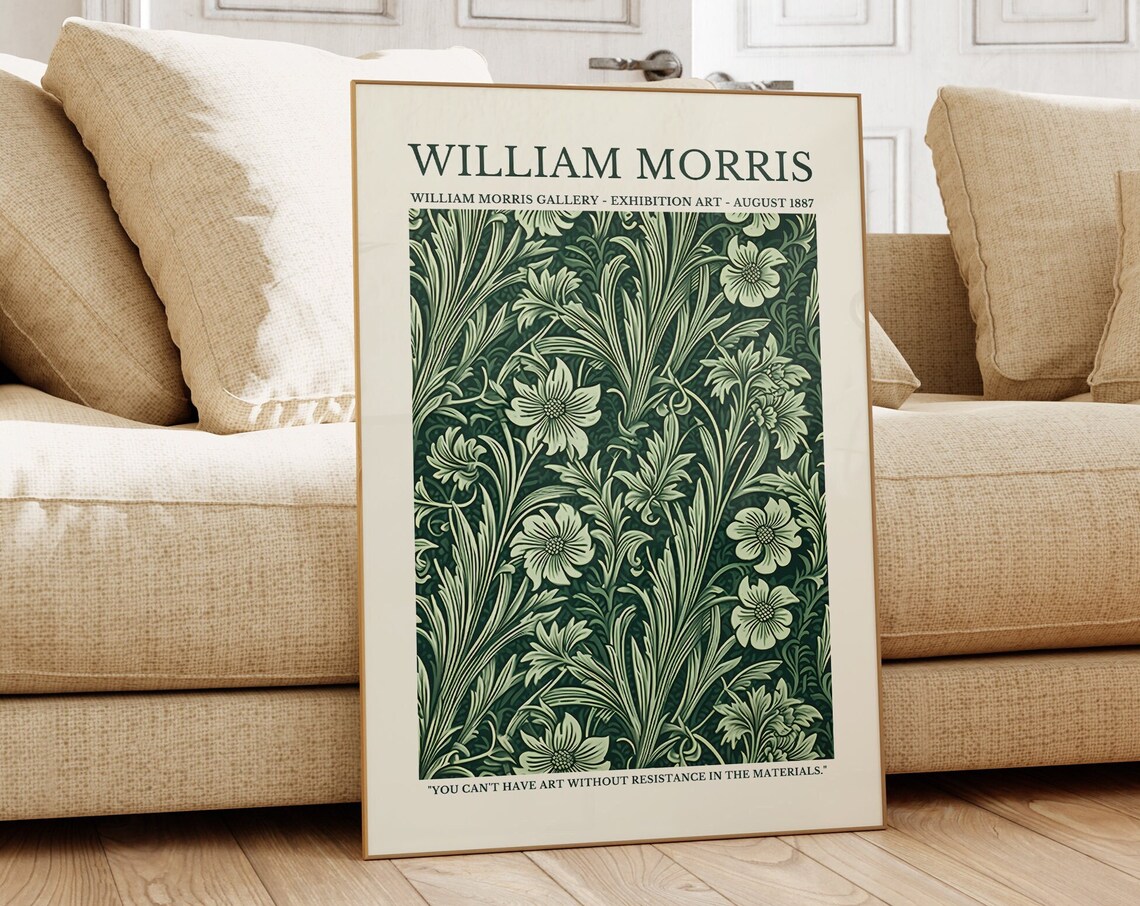 William Morris Green Leafy Floral Gallery Exhibition Art Poster - Image 5