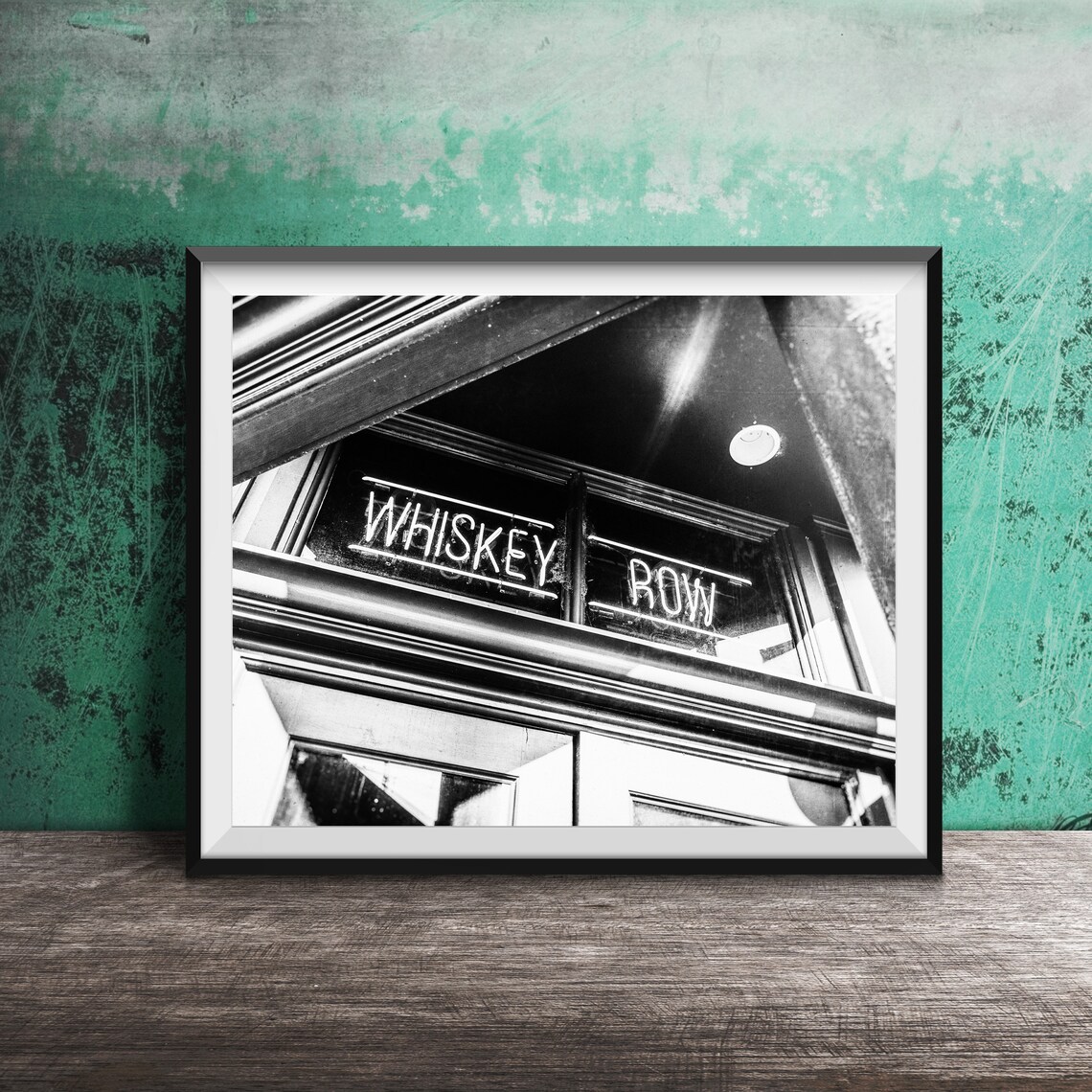 Whiskey Row Neon Sign Glowing Window Bar Night Photography Poster - Image 2