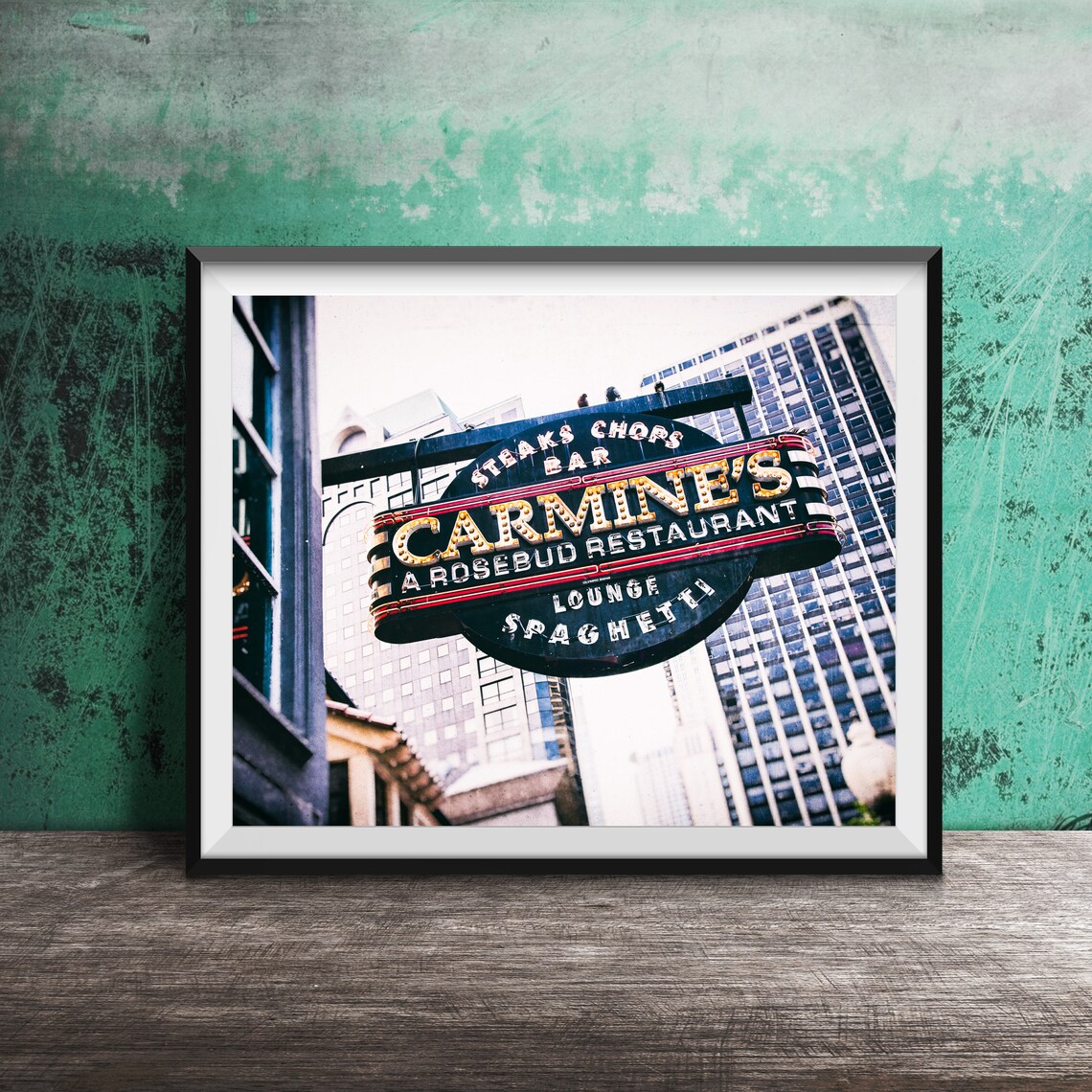 Carmine's Rosebud Restaurant Neon Sign Chicago Gold Coast Poster