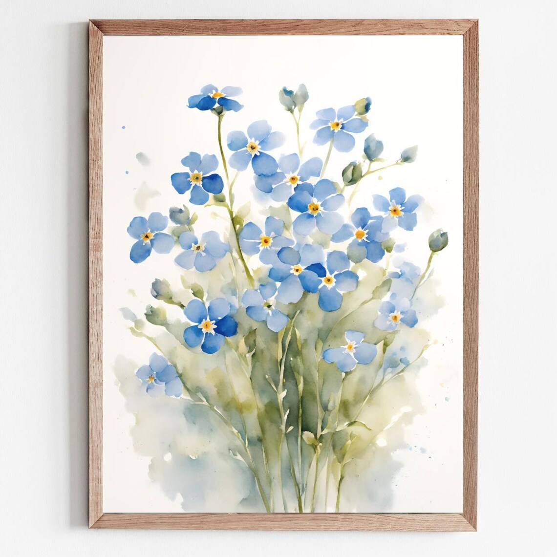 Forget-Me-Not Wildflowers Bouquet Watercolor Art Print