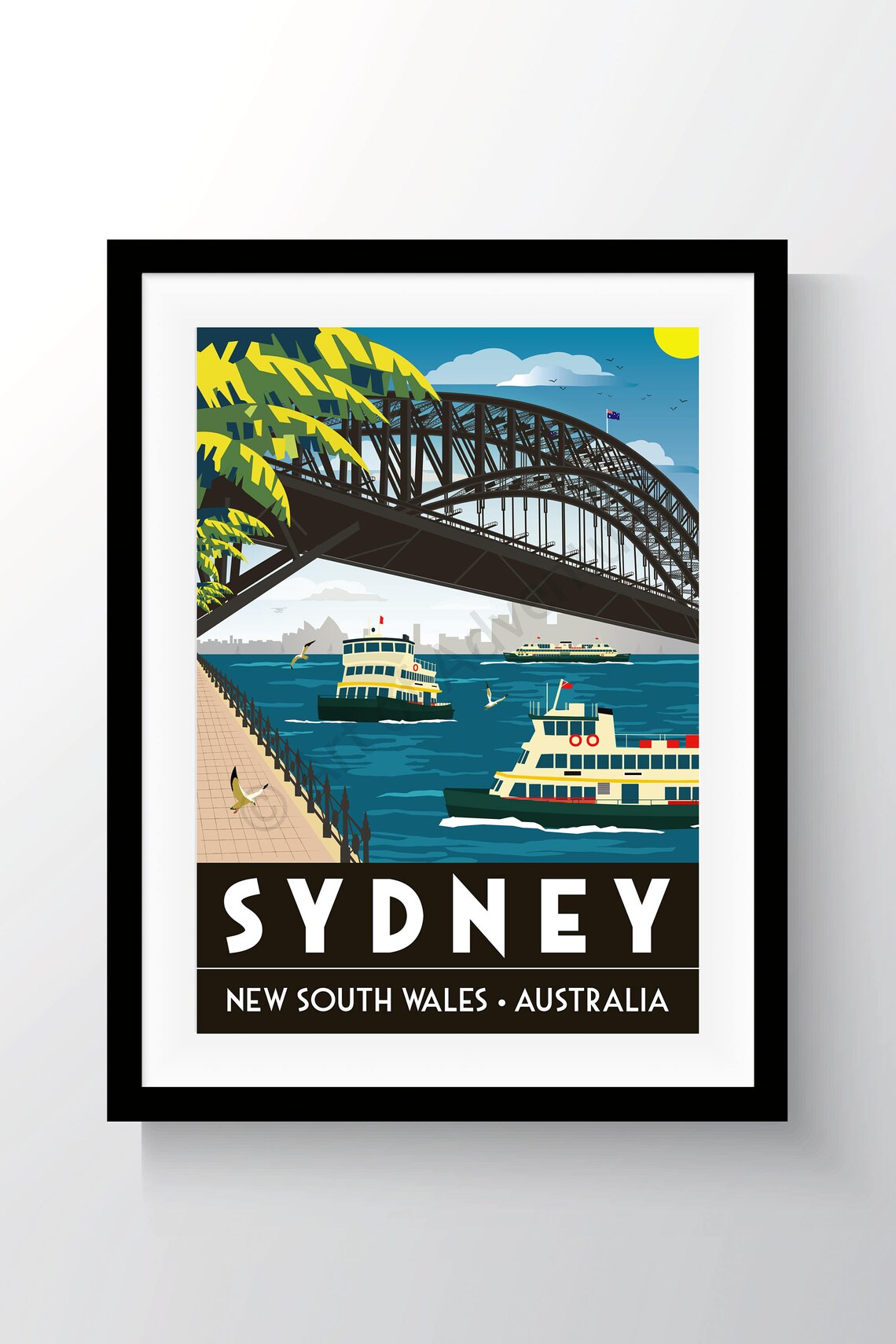 Harbour Bridge Sydney Vintage Travel Poster Art Print - Image 2