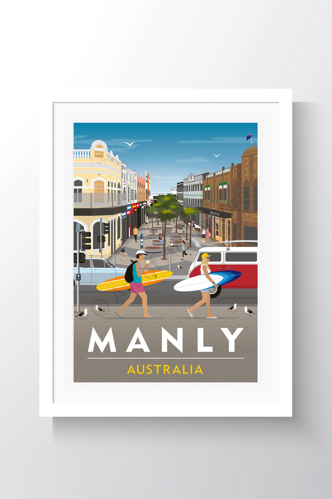 Manly Corso Australia Vintage Travel Poster Print - Image 2