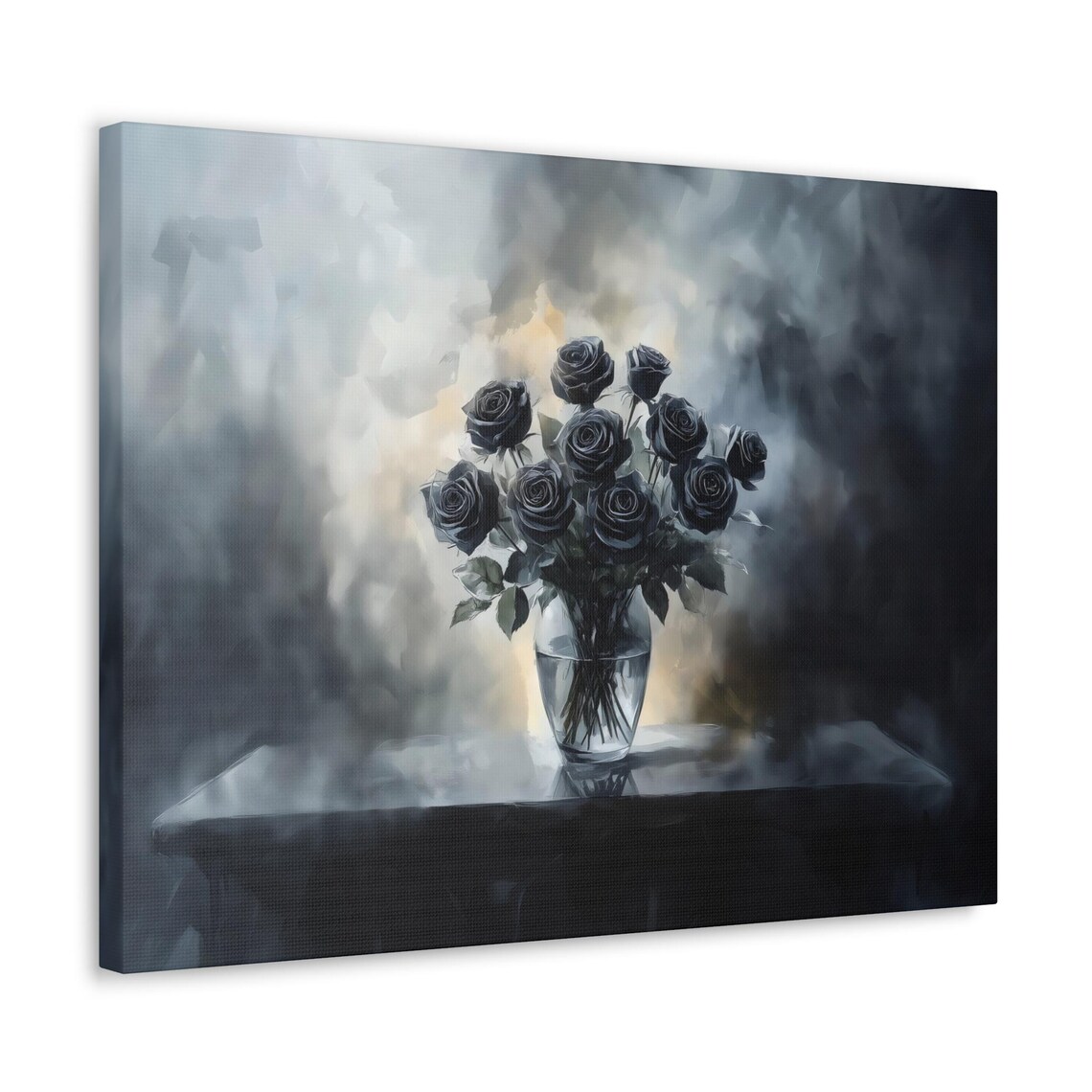 Ominous Black Roses Vase, Maximalist Eclectic Art Print - Image 3