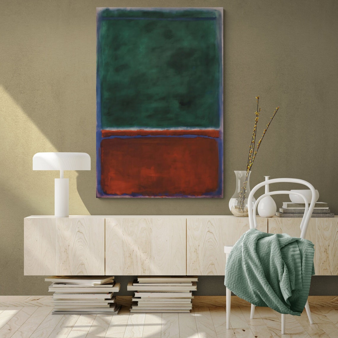 Emerald Green Crimson Red Rothko Style Color Field Modern Art Poster - Image 2