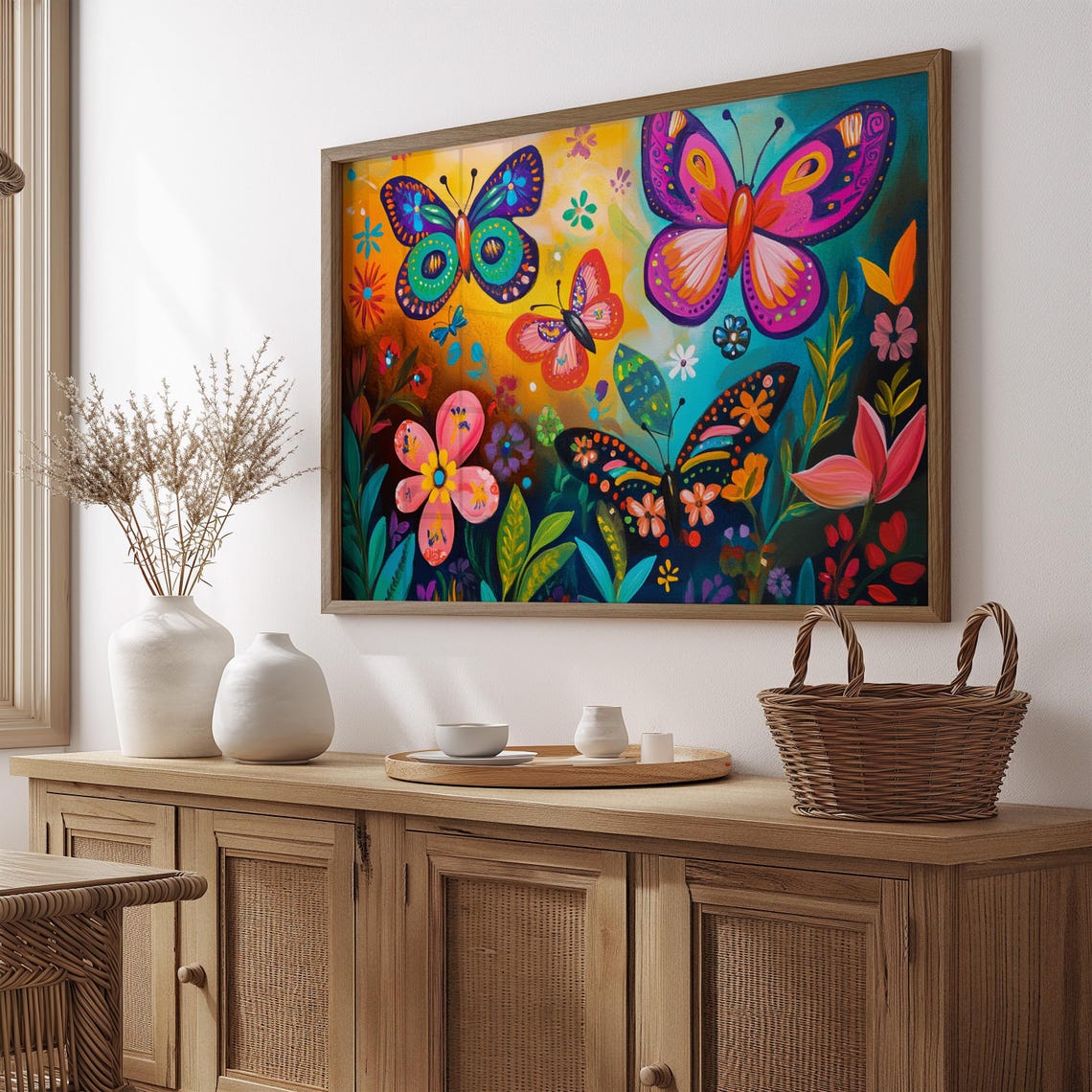 Print Butterfly Portrait Painting Mexican Wall Art New Listing 12