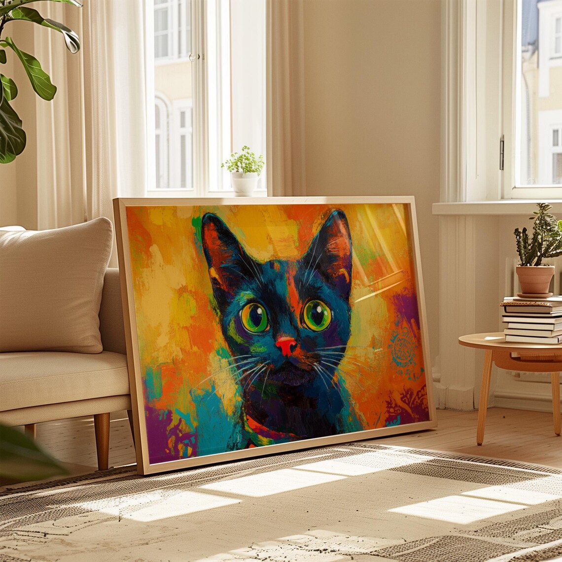 Cat Portrait Painting, Mexican Wall Art - Image 4