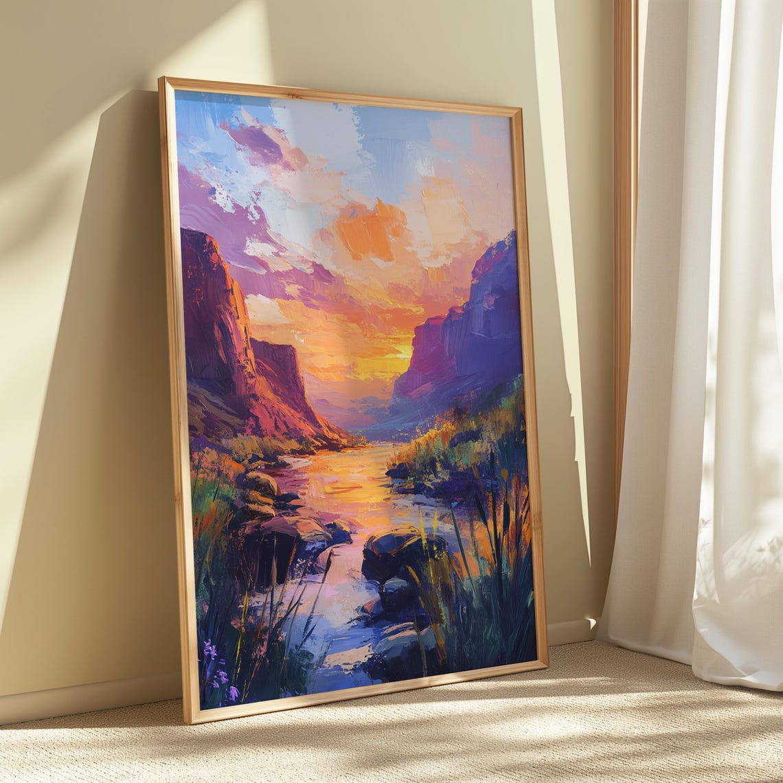 Desert Canyon River Sunset Red Rock Cliffs Colorful Art Print - Image 5