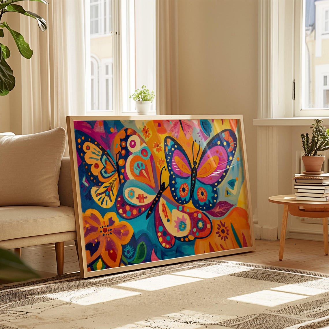 Print Butterfly Portrait Painting Mexican Wall Art New Listing 9 - Image 4