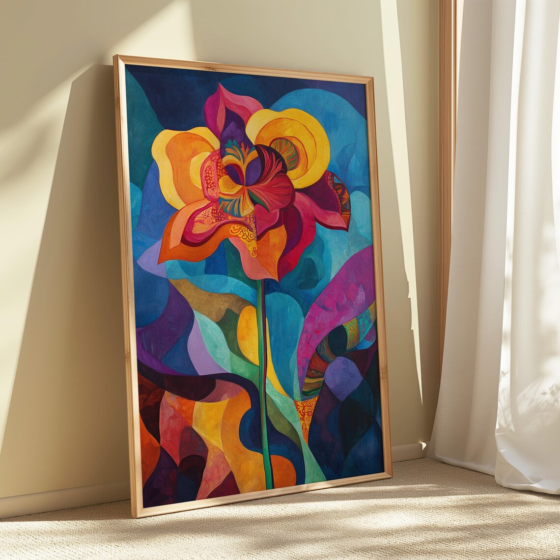 Abstract Flowing Flower Blue Purple Background Dynamic Floral Poster - Image 5