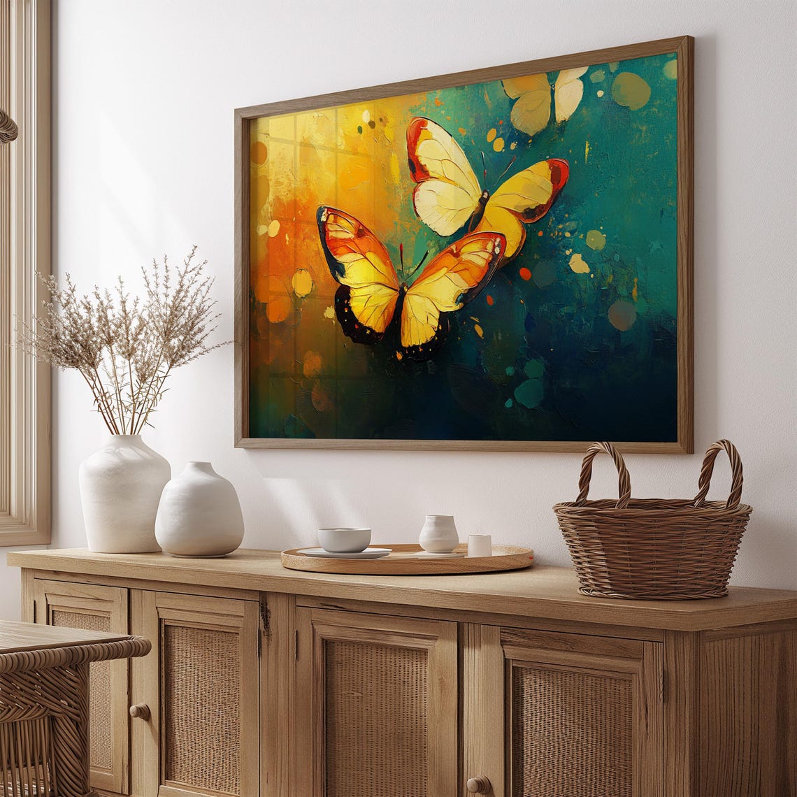 Print Butterfly Portrait Painting Mexican Wall Art New Listing 36