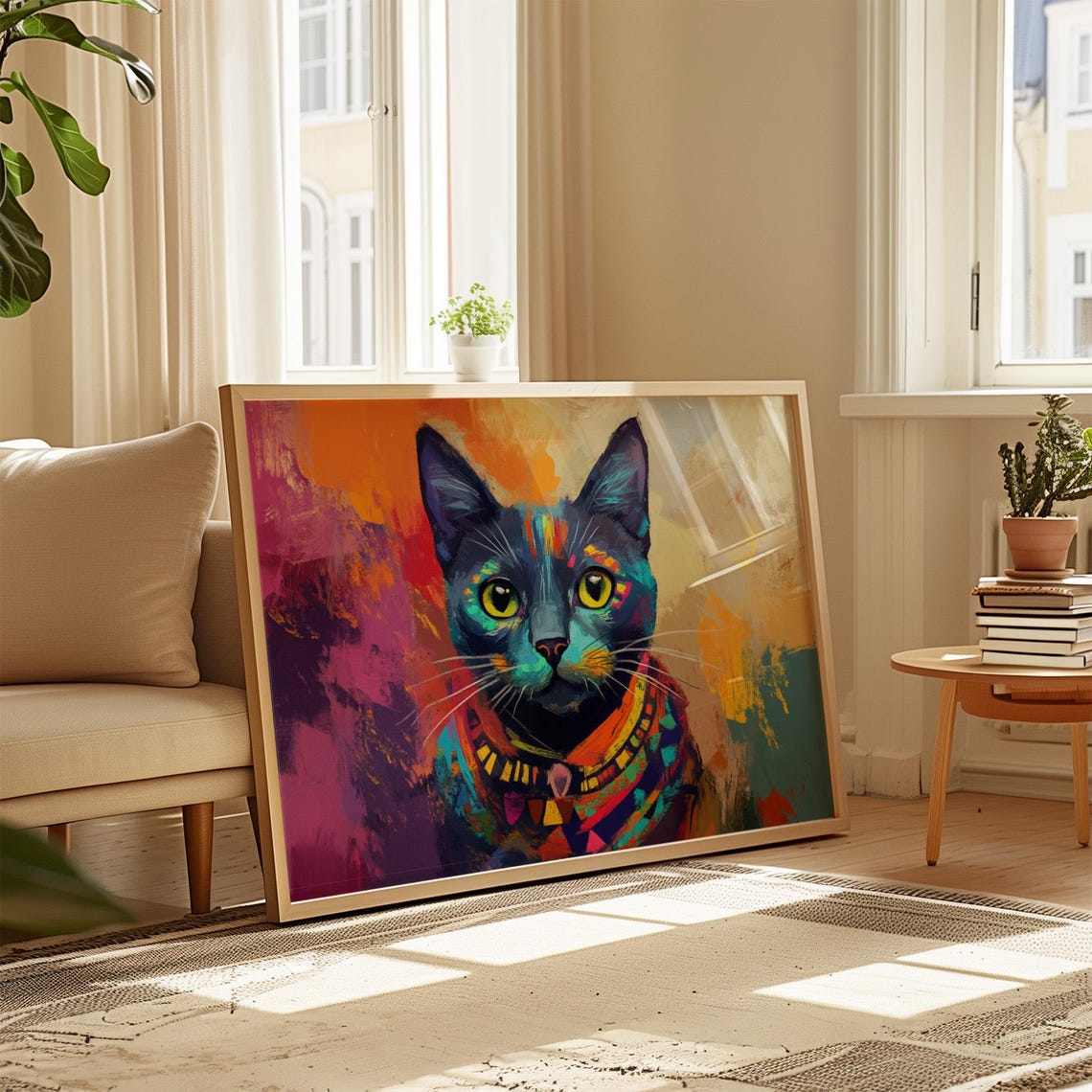 Cat Portrait Painting, Mexican Wall Art - Image 4