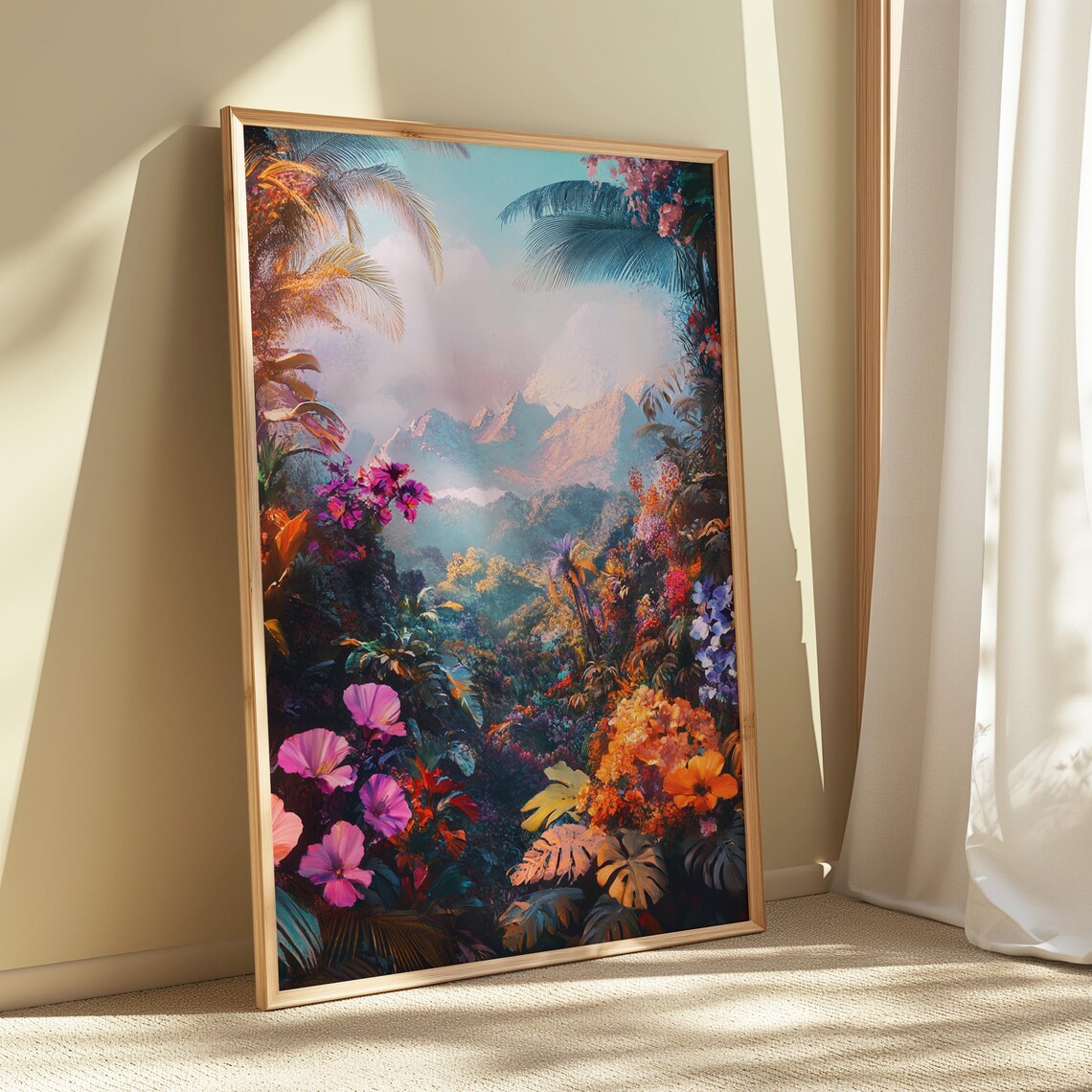 Lush Jungle Valley Misty Mountains Tropical Foliage Dreamy Wall Art Poster - Image 5