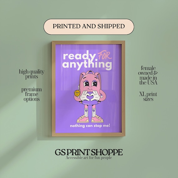 Ready for Anything Purple Bunny Girl Power Motivation Poster