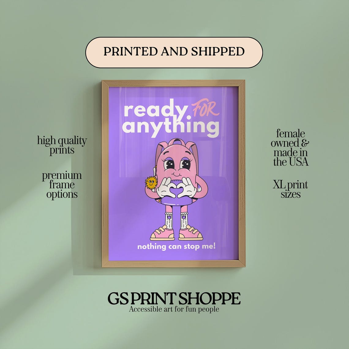 Ready for Anything Purple Bunny Girl Power Motivation Poster