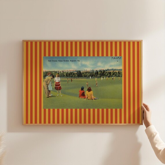 Vintage Camp Gordon Golf Course Augusta Georgia Postcard Golf Poster