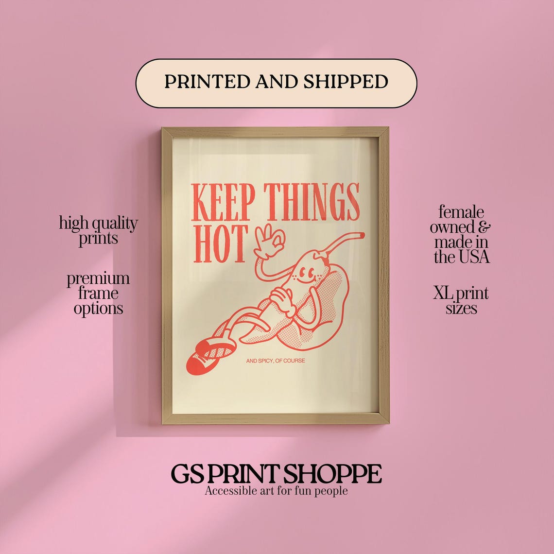 Keep Things Hot and Spicy Chili Pepper Retro Kitchen Funny Poster
