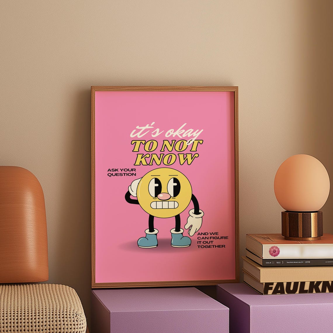 Its Okay To Not Know Retro Smiley Pink Classroom Teacher Poster