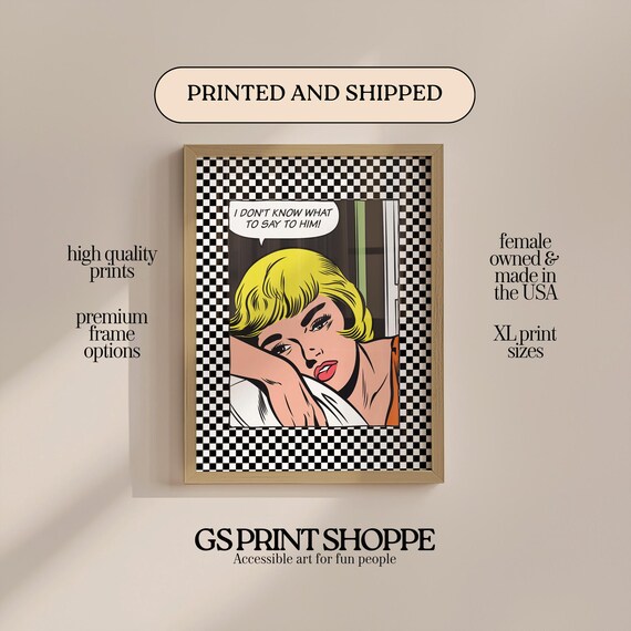 Pop Art Comic Blonde Woman Speech Bubble Vintage Style Poster