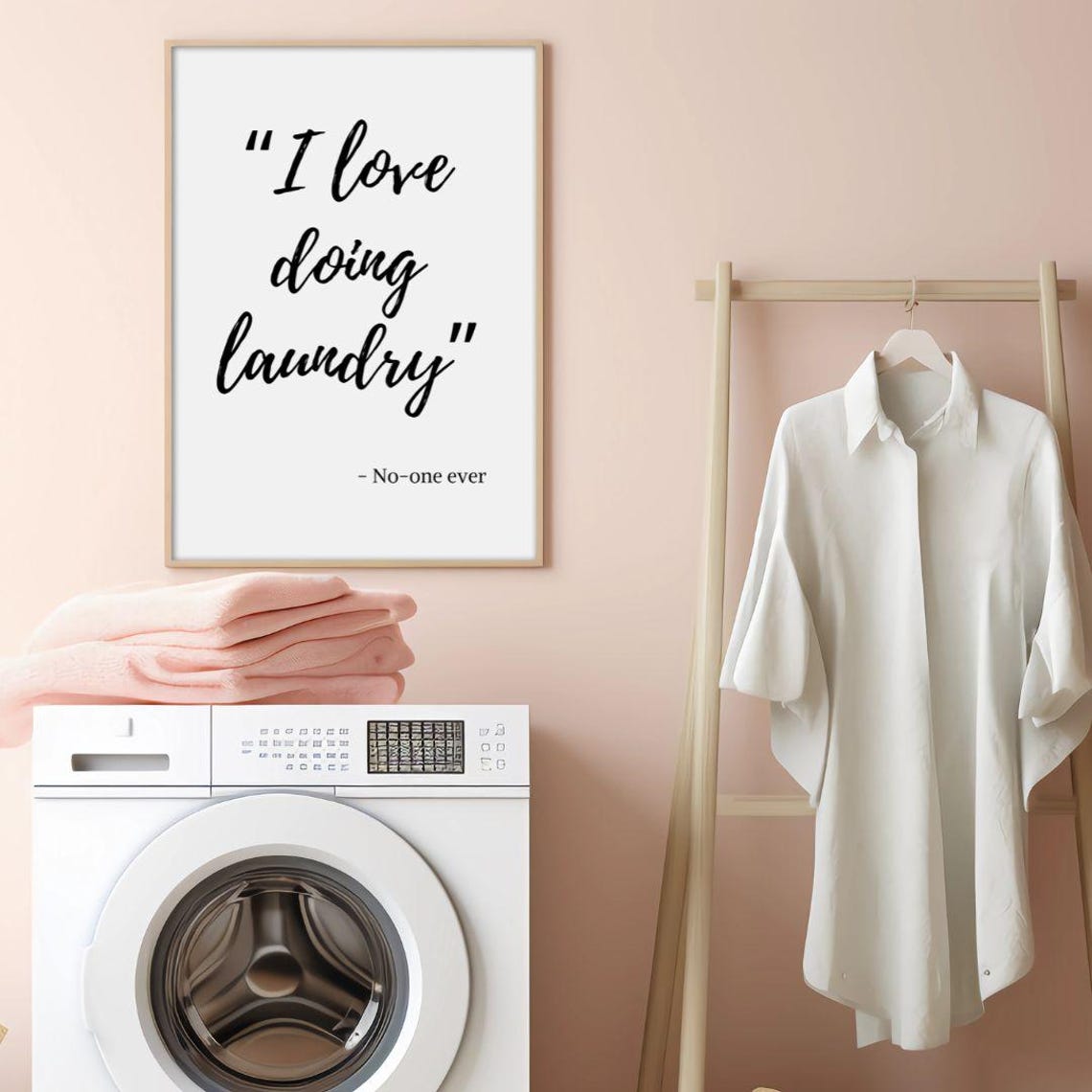 I Love Doing Laundry No One Ever Funny Script Typographic Poster - Image 3