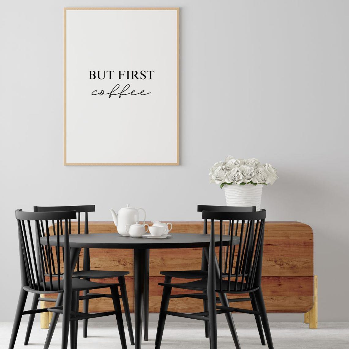 But First Coffee Classic Serif Script Kitchen Typographic Poster - Image 3