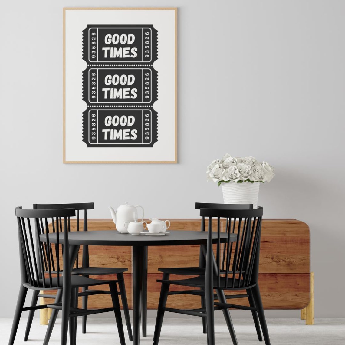 Good Times Admit One Black Retro Ticket Stubs Funny Quote Poster - Image 3