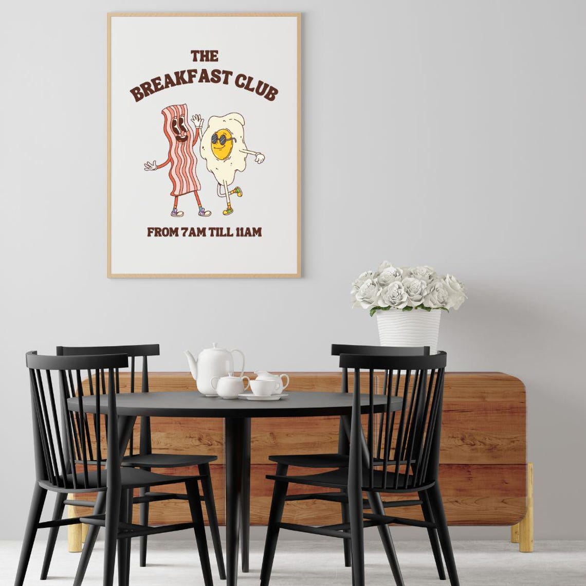 The Breakfast Club Retro Cartoon Bacon Egg Kitchen Decor Poster - Image 3