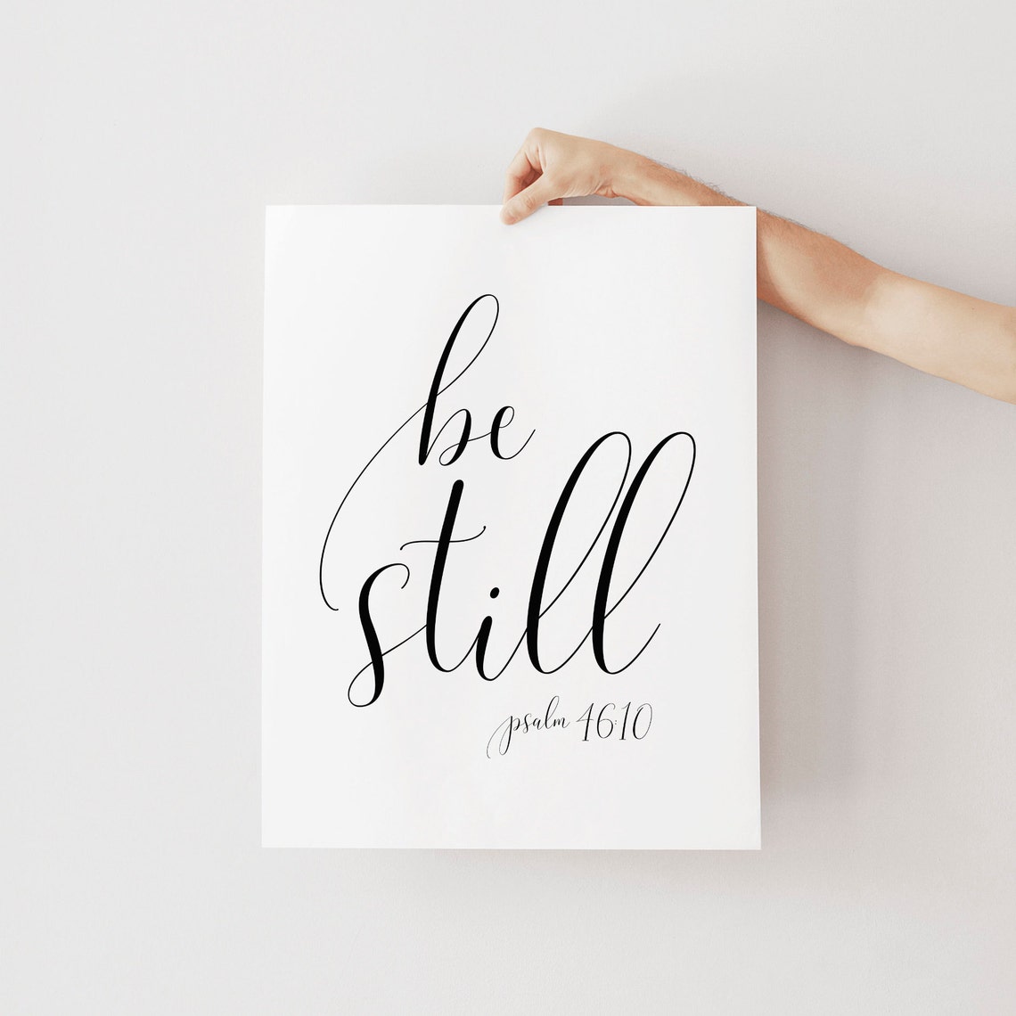 Be Still Psalm 46 10 Bible Verse Calligraphy Quote Farmhouse Wall Art - Image 2