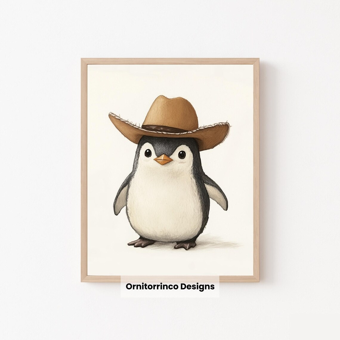 Penguin Wearing Cowboy Hat, Western Home Decor - Image 2