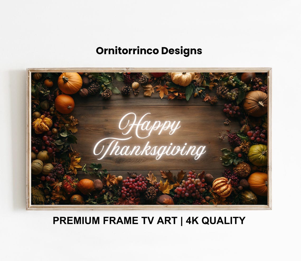 Thanksgiving Frame Tv Art 4k Frame Tv Art Thanksgiving Tv Screensaver Rustic Farmhouse Table Tv275 - Image 3