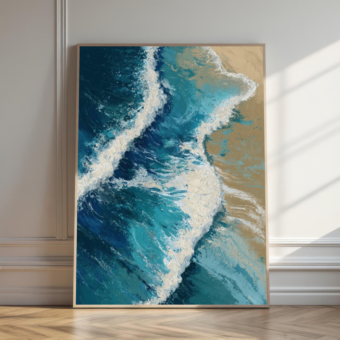 Dynamic Blue Ocean Waves Aerial Beach Break Abstract Wall Art