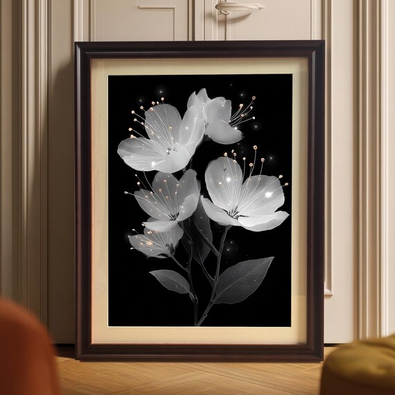 White Flowers Minimalist Art Print