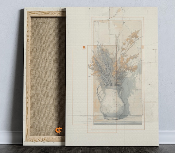 Vintage Botanical Art Earthy Floral Still Life In Ceramic Crock Antique Style Romantic Parchment Decor Chateaucore Wall 1648