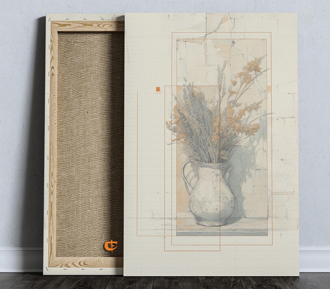 Vintage Ceramic Jug Dried Wildflowers Still Life Sketch Poster