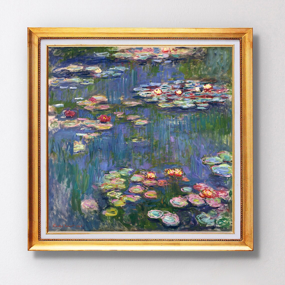 Claude Monet Water Lilies Pond Blue Reflections Painting Poster