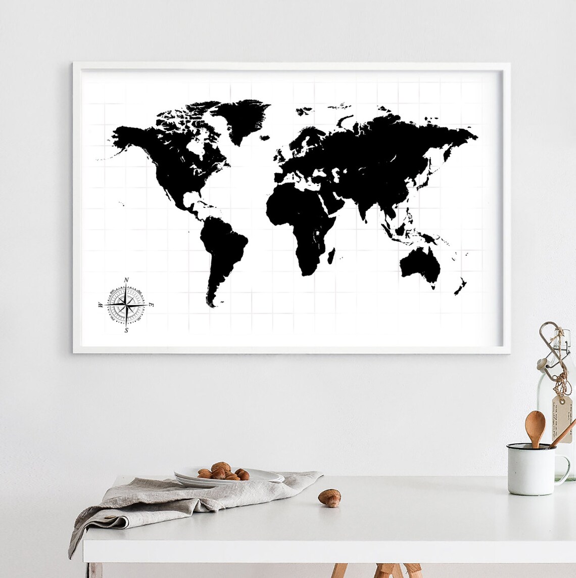 World Map Wall Art Print, Scandinavian Print - Image 2