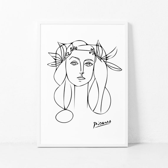 Picasso Woman Sketch Art Print, Modern Minimalist
